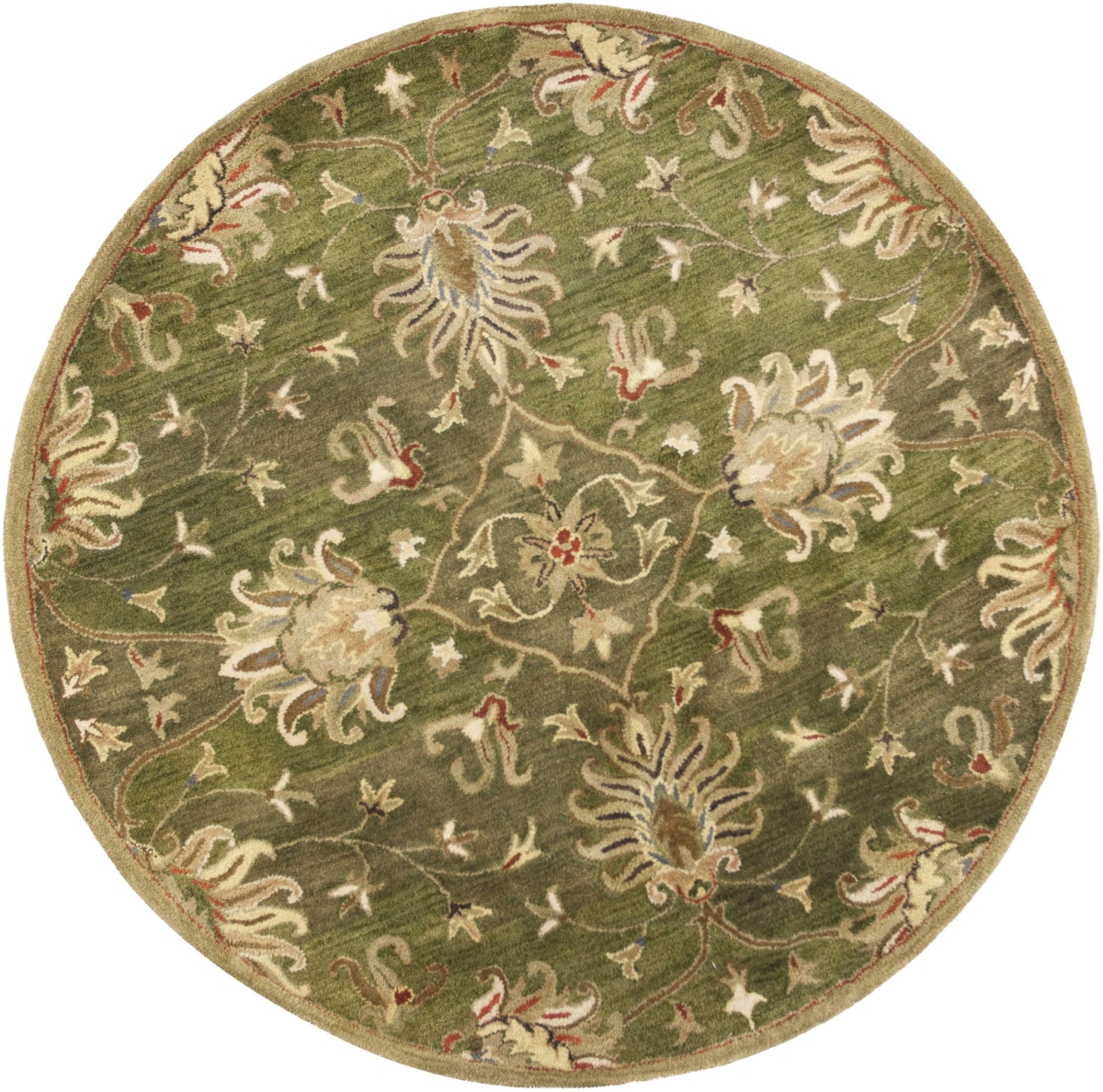 352893 5 ft. 6 in. Round Wool Emerald Green Area Rug