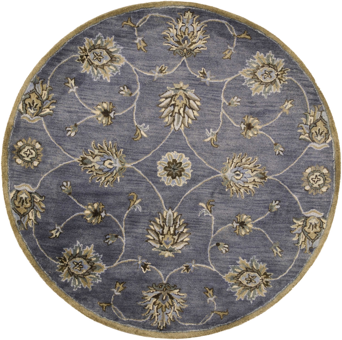 352894 5 ft. 6 in. Round Wool Midnight Area Rug