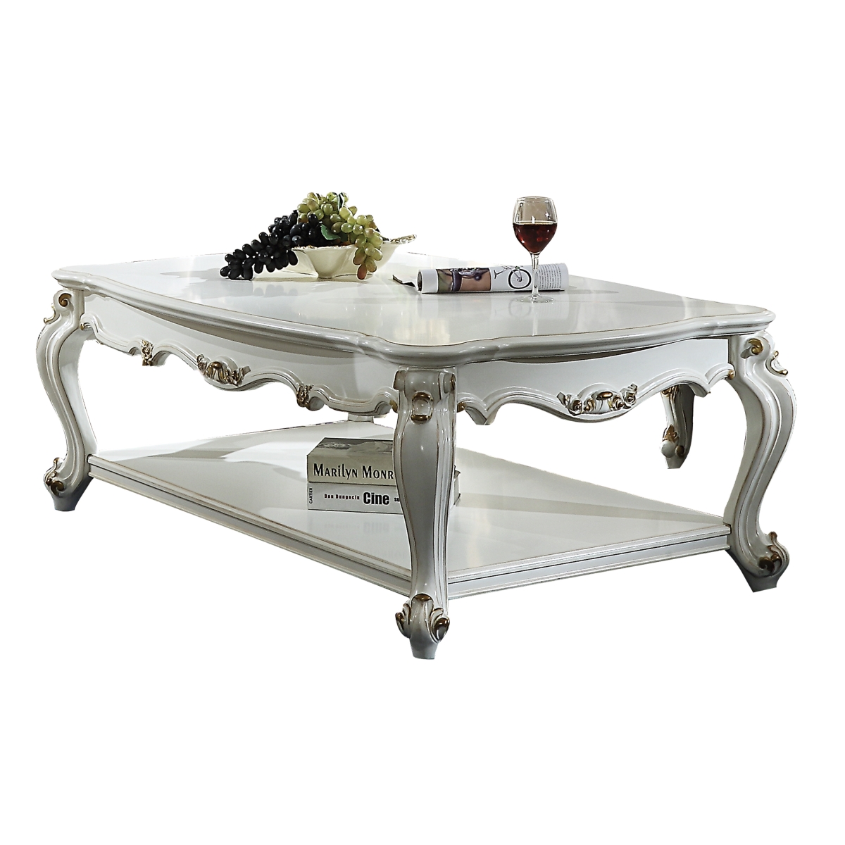 36 x 55 x 20 in. Antique Pearl Wood Poly-Resin Coffee Table