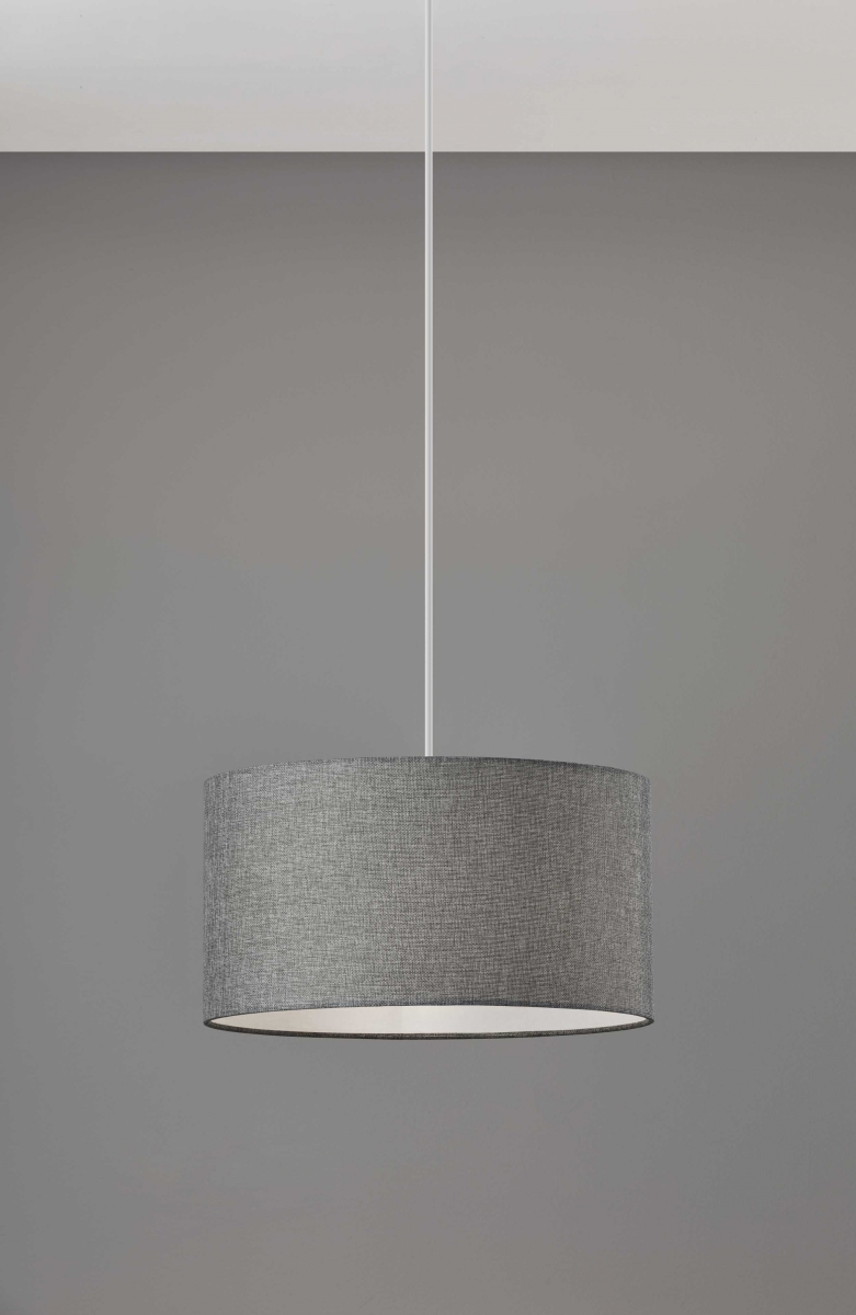 Picture of HomeRoots 372883 Grey Shade Drum Pendant&#44; 15 x 15 x 8 in.