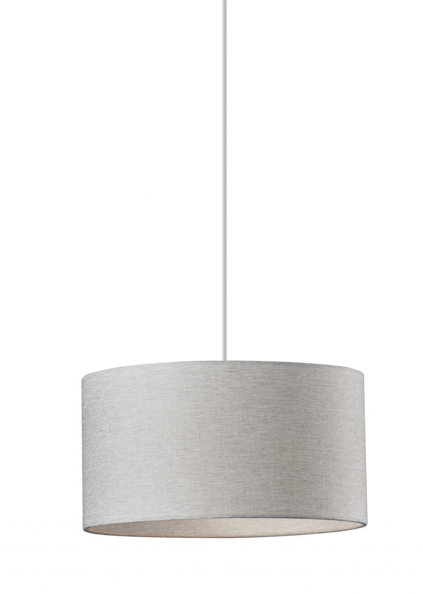 Picture of HomeRoots 372882 White Shade Drum Pendant&#44; 15 x 15 x 8 in.