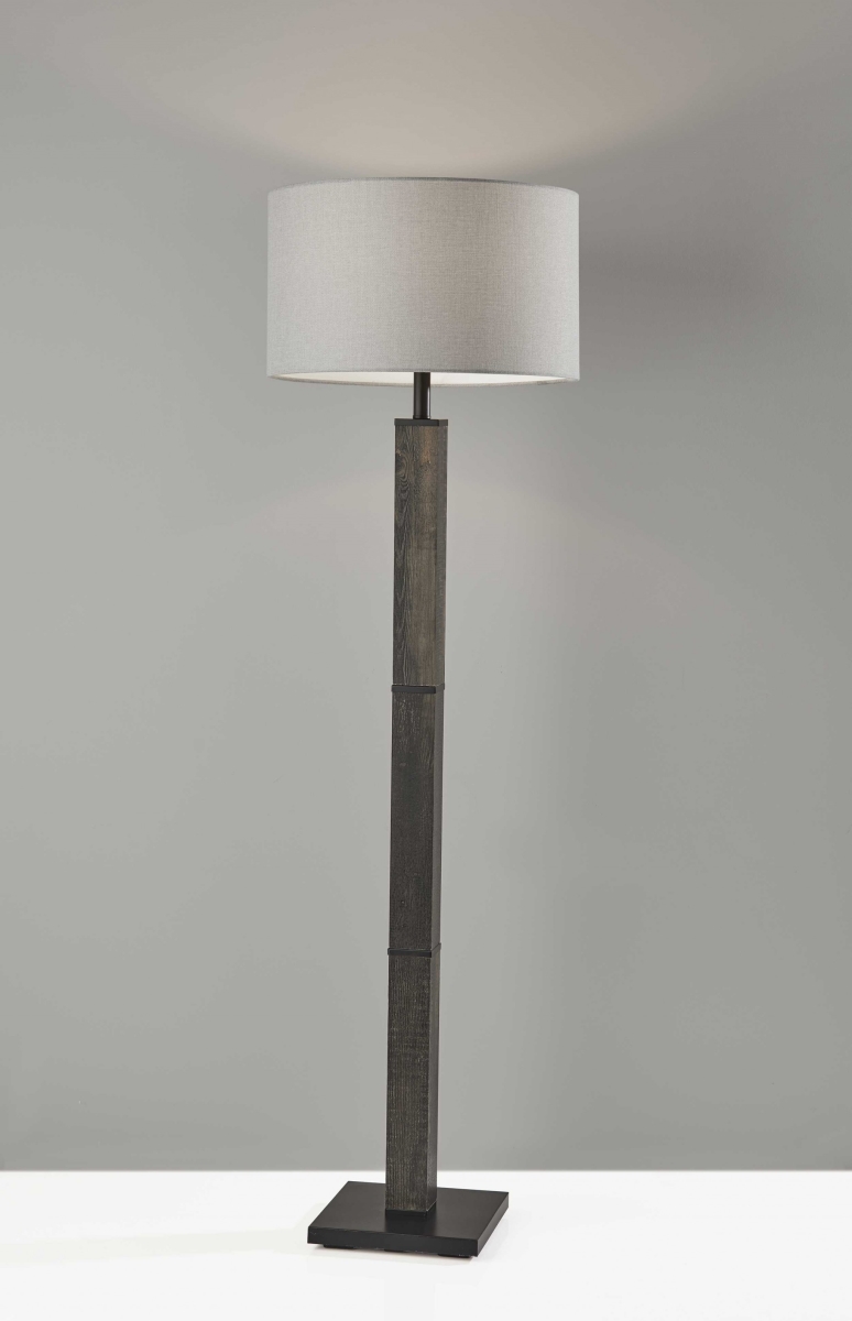 Black Wood Floor Lamp, 18 x 18 x 61.5 in.