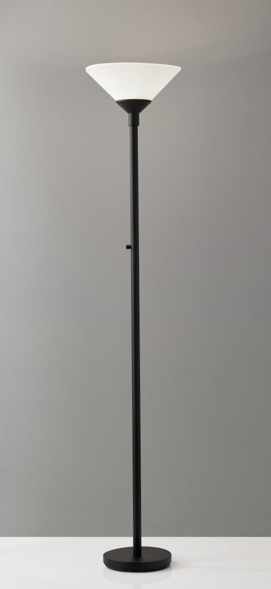 Black Metal 300W Torchiere Lamp, 14 x 14 x 73 in.