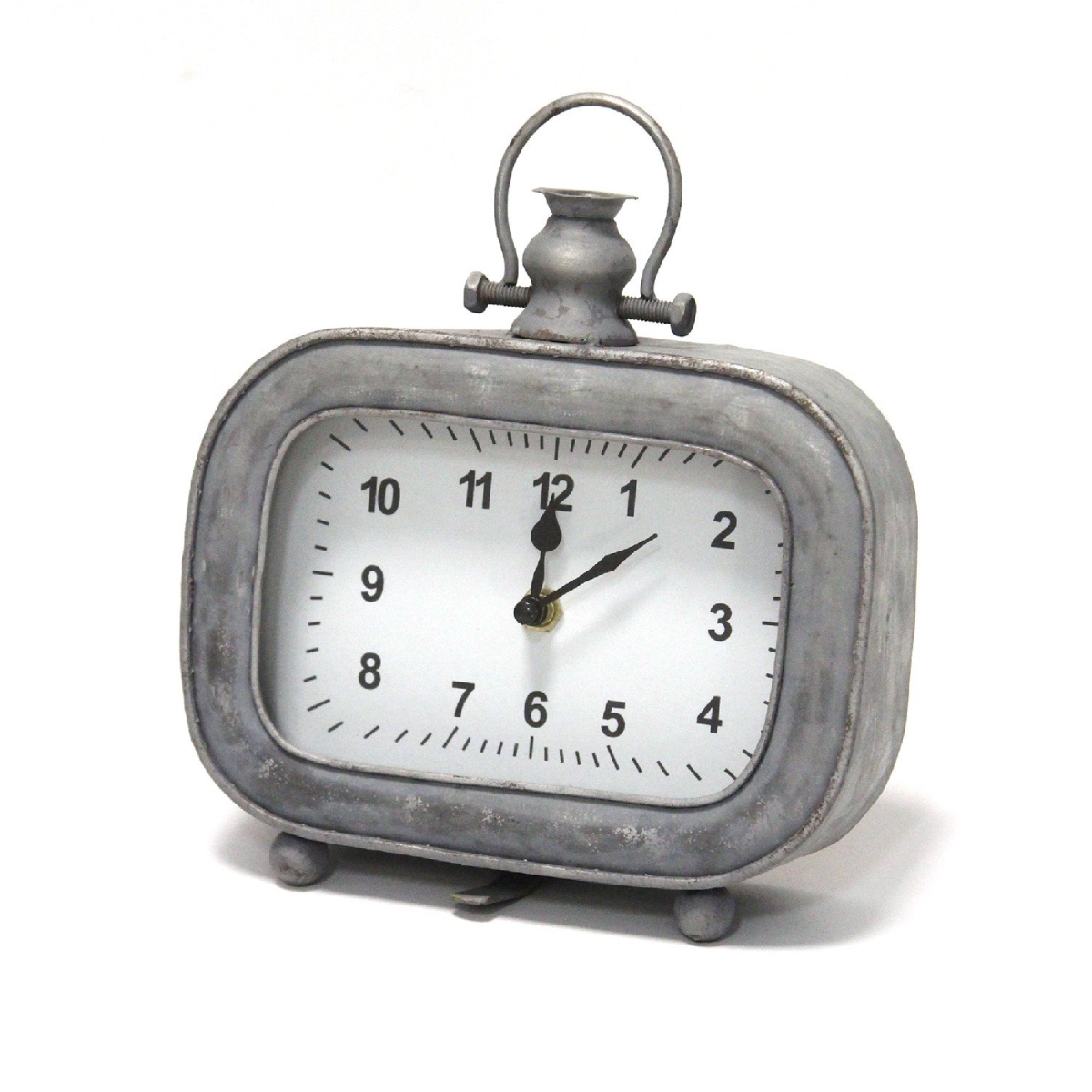 Picture of HomeRoots 373167 Gray Metal Glass Plastic Table Clock&#44; 7 x 2.5 x 8 in.
