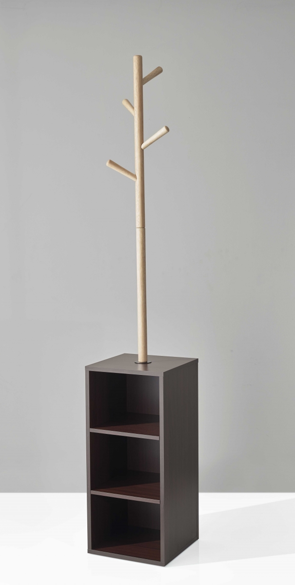 Walnut Storage Coat Rack, 12 x 12 x 69 in.
