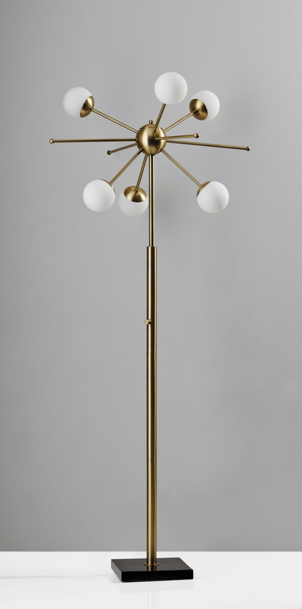Brass Metal LED Floor Lamp, 27 x 27 x 63.5 in.