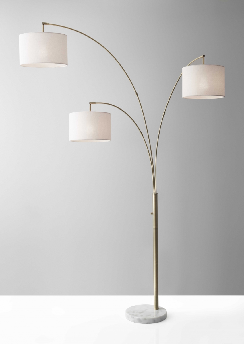 Brass Metal 3-Arm Arc Lamp, 35 x 52 x 74 in.