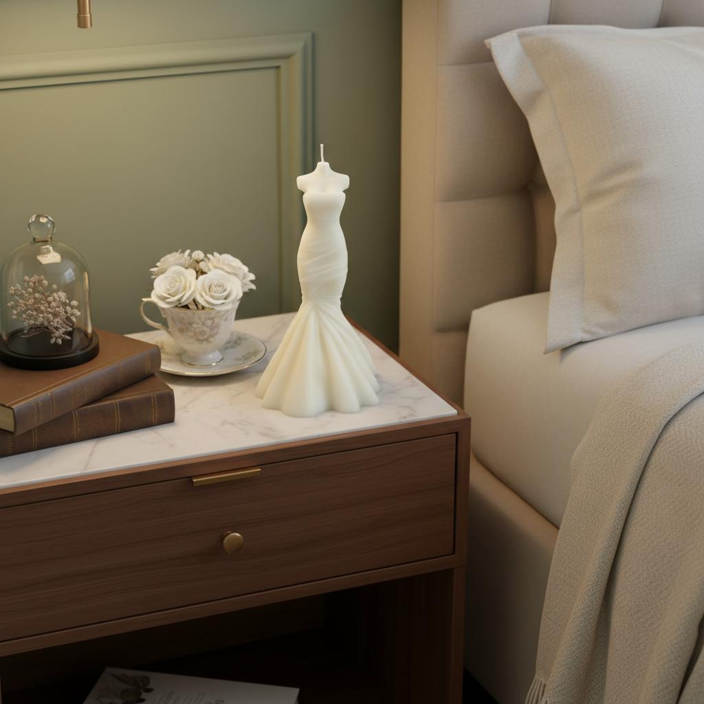 722968 4 in. Ivory Sandalwood Scented Dimensional Form Candle