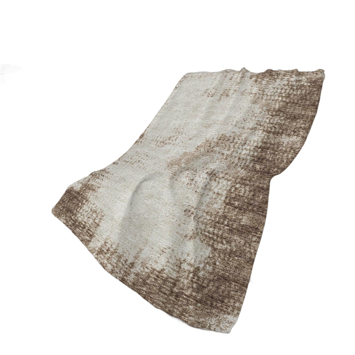 699018 50 x 70 in. Brown & Beige Abstract Polyester Woven Plush Throw Blanket