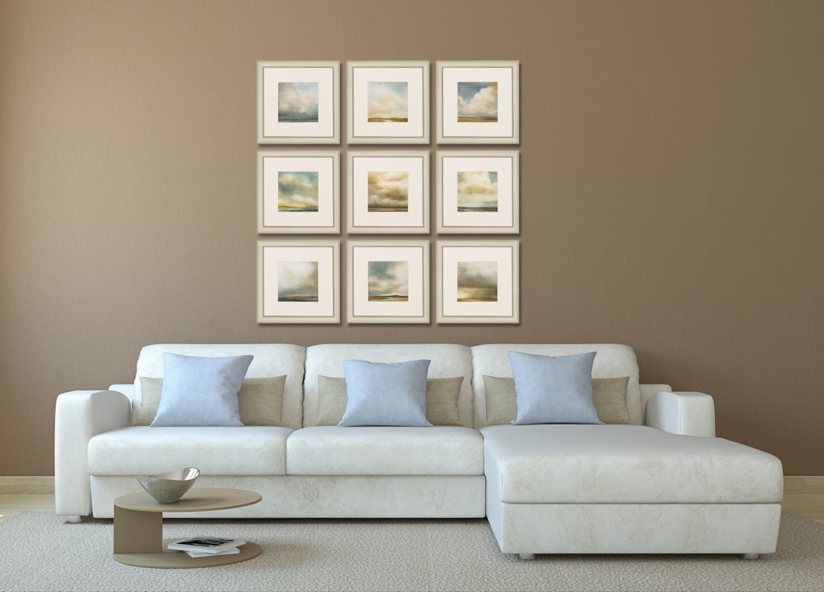 365717 16 x 16 in. Champagne Gold Frame Atmosphere Wall Decor, Set of 9