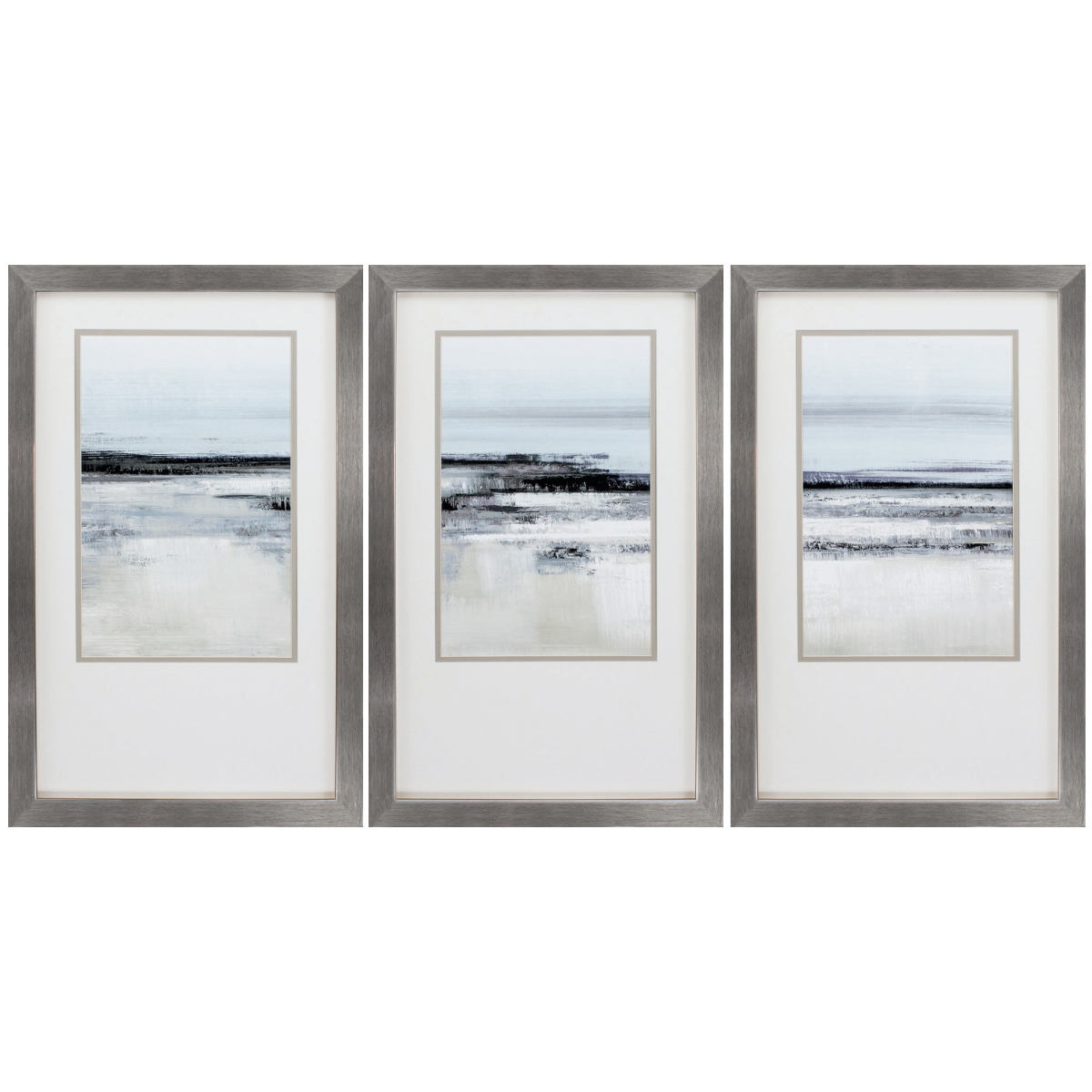 365630 21 x 34 in. Silver Frame Landform I Wall Decor, Set of 3