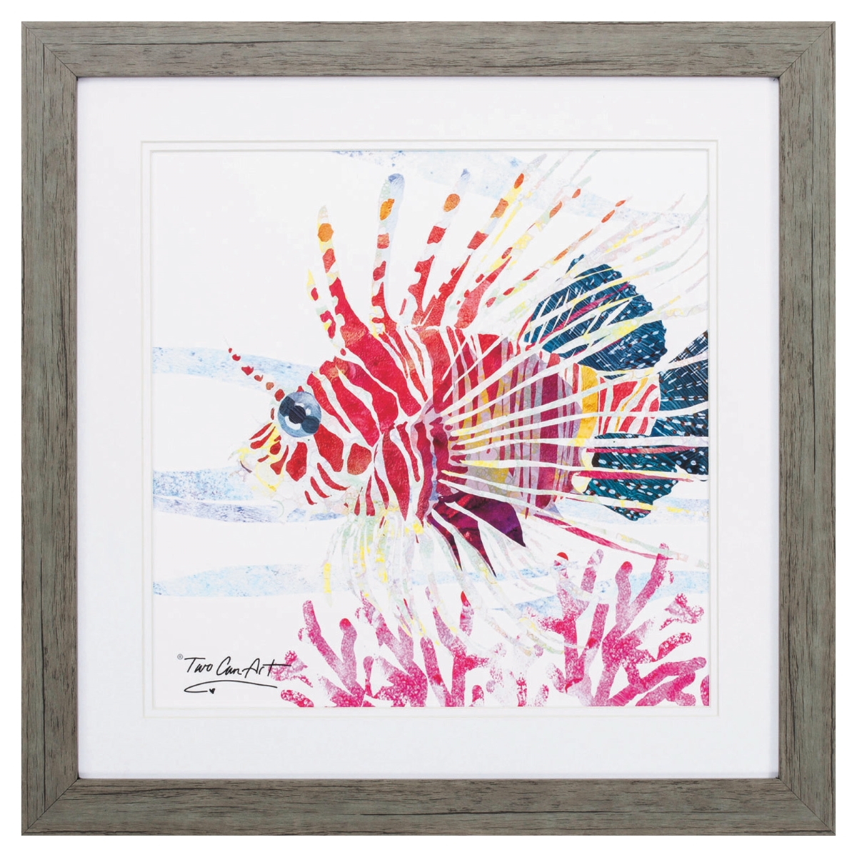 365573 23 x 23 in. Wood Toned Frame Sea Creature Fish Wall Decor