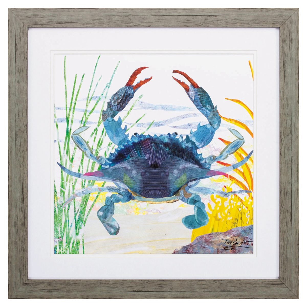 365572 23 x 23 in. Wood Toned Frame Sea Creature Crab Wall Decor