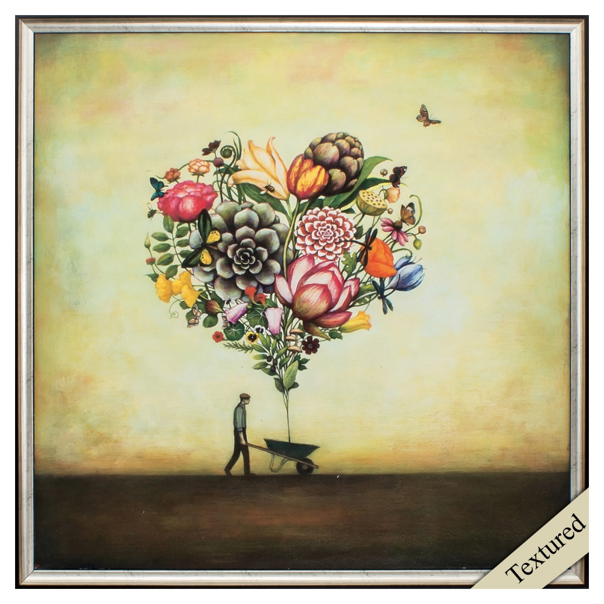 365476 25 x 25 in. Silver Frame Big Heart Botany Wall Decor