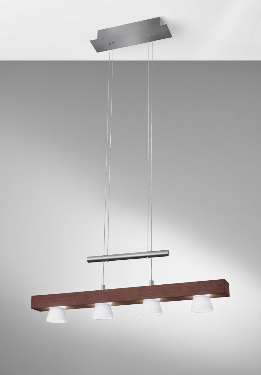 Picture of HomeRoots 372516 Walnut Wood LED 4 Light Adjustable Pendant&#44; 24 x 11 x 38-69 in.