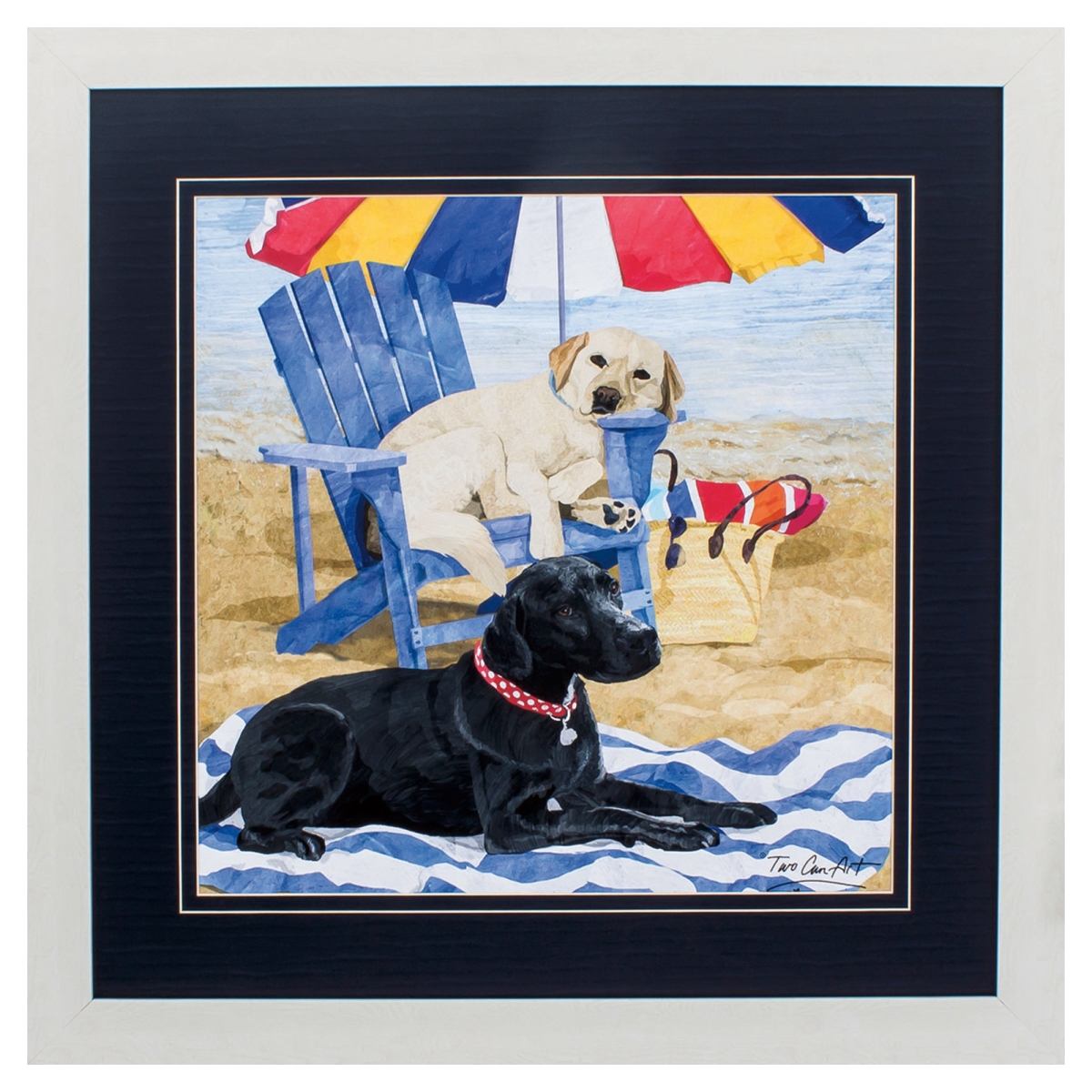 365448 29 x 29 in. White Frame Labs on Beach Wall Decor