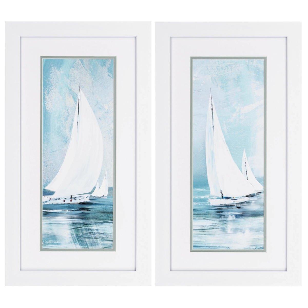 365392 15 x 27 in. White Frame Soft Sail Wall Decor, Set of 2