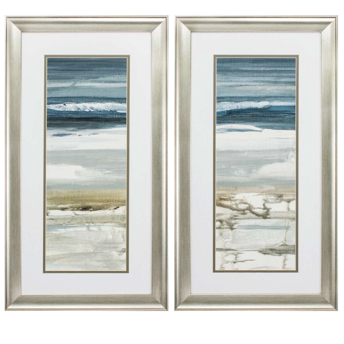 365384 15 x 27 in. Brushed Silver Frame Horizon Wall Decor, Set of 2