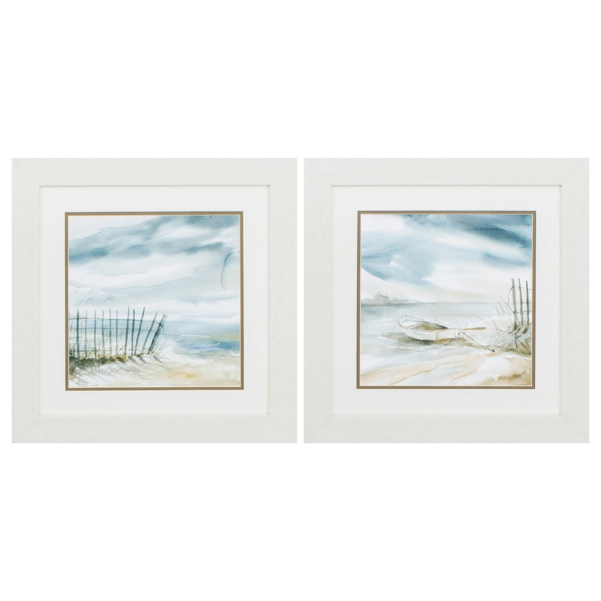 365270 19 x 19 in. White Frame Subtle Mist Wall Decor, Set of 2