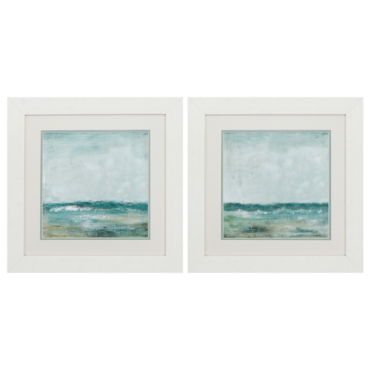 365263 19 x 19 in. White Frame Cape Cod Wall Decor, Set of 2