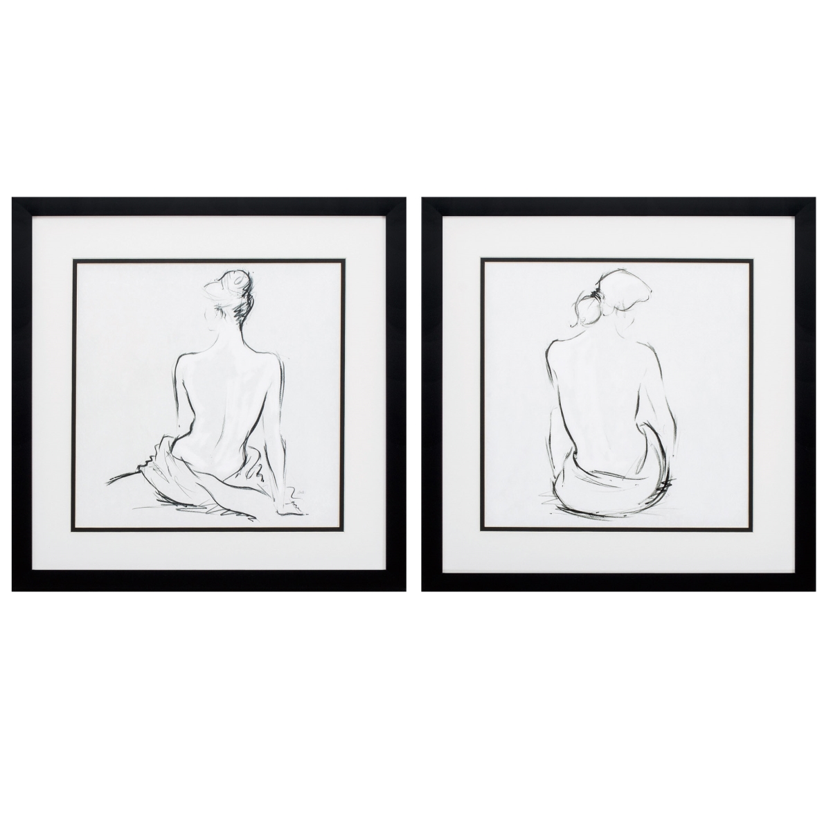 365261 17 x 17 in. Silver Frame Poised Pose Wall Decor, Set of 2