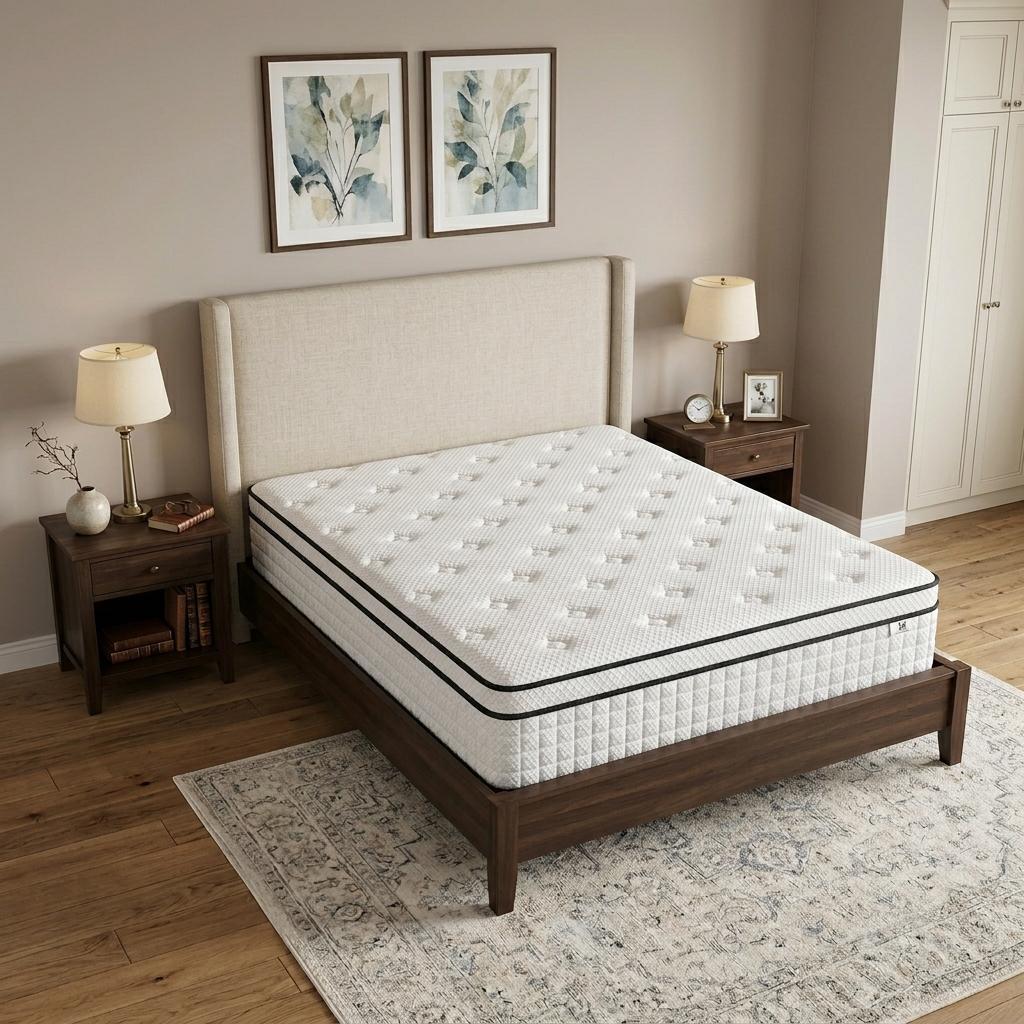 751377 10 in. Full Size Double Gel Memory Foam Medium Check Hybrid Mattress