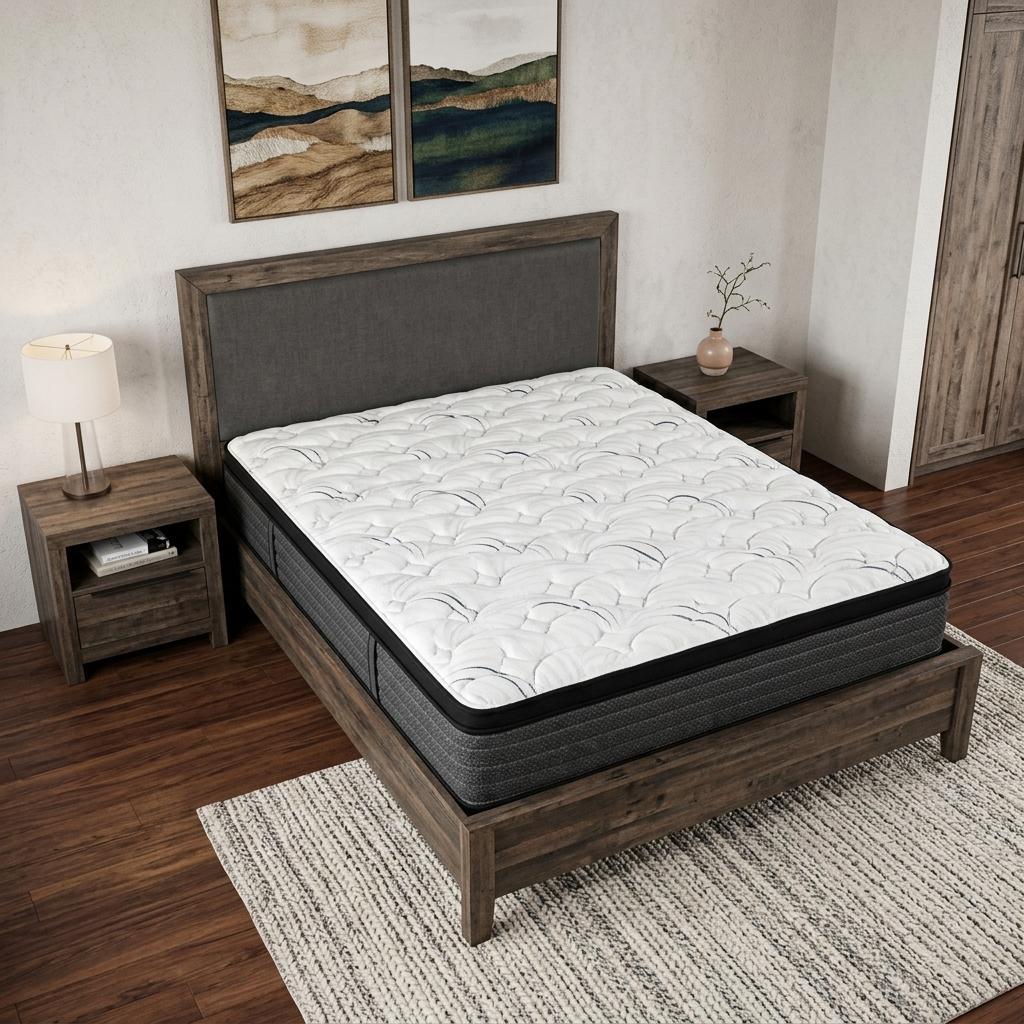 746852 12 in. Queen Size Foam Plush Euro Top Hybrid Mattress