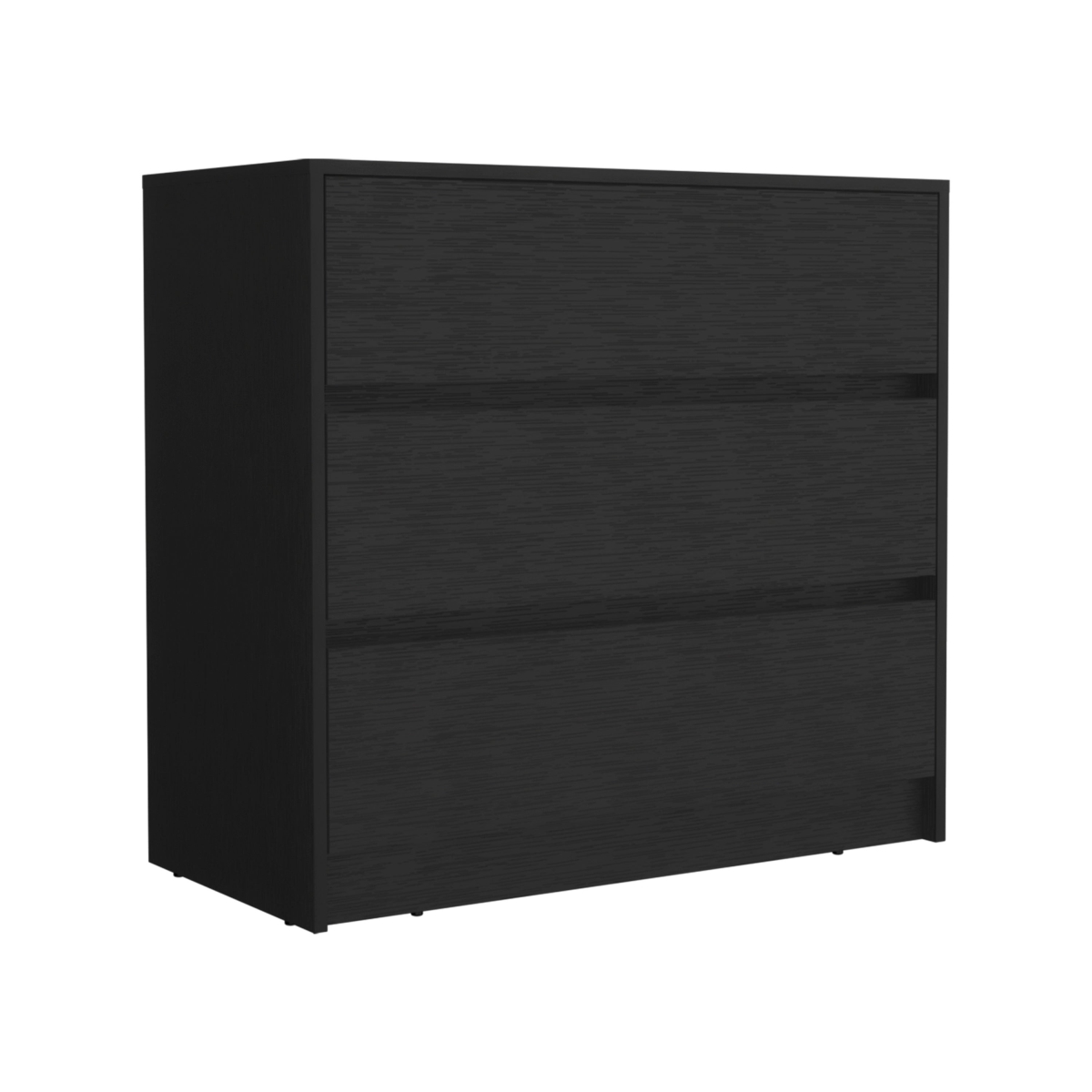 518178 33 in. Black Wood Three Drawer Dresser