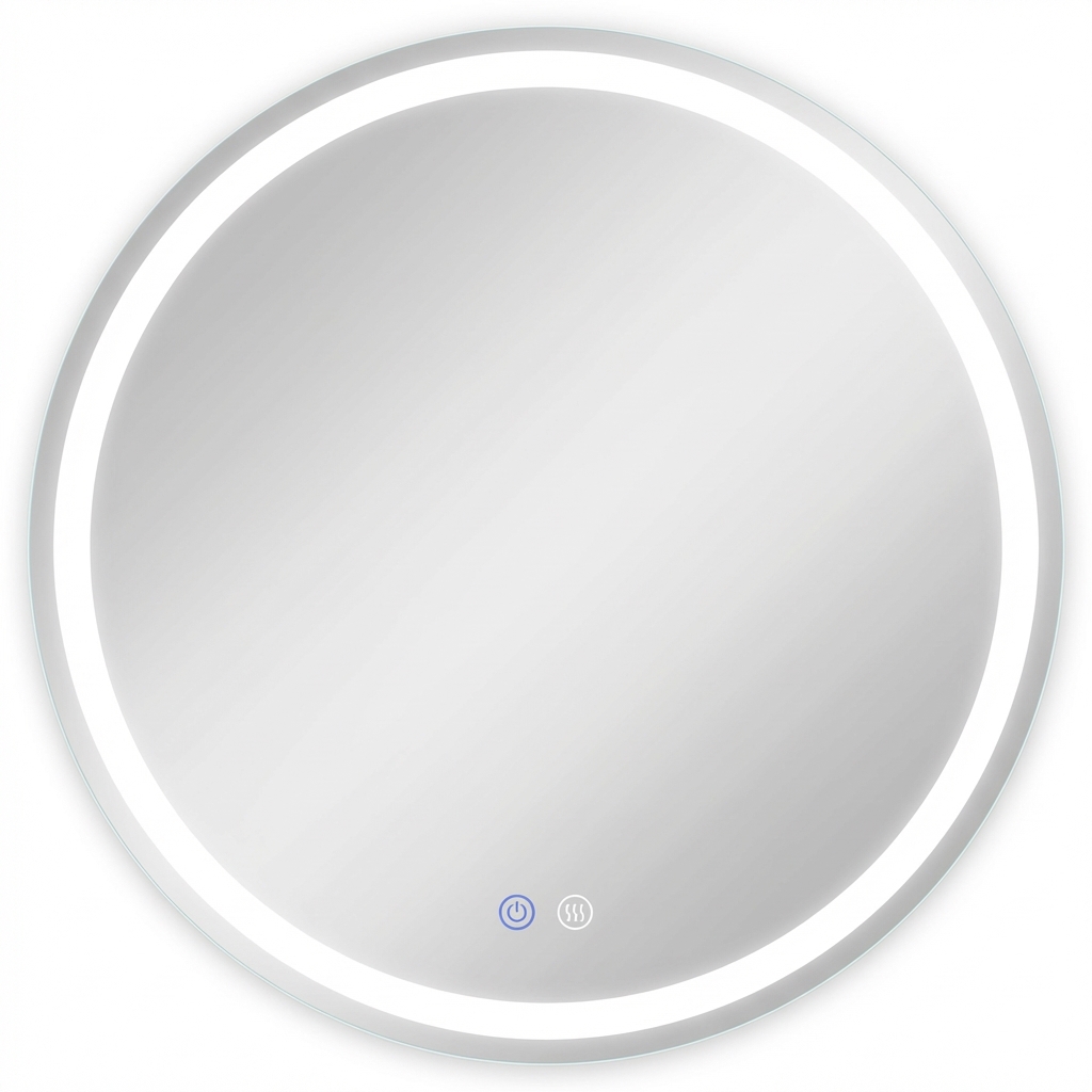 723836 35 in. Round Lighted Frameless Anti Fog Bathroom Vanity Mirror