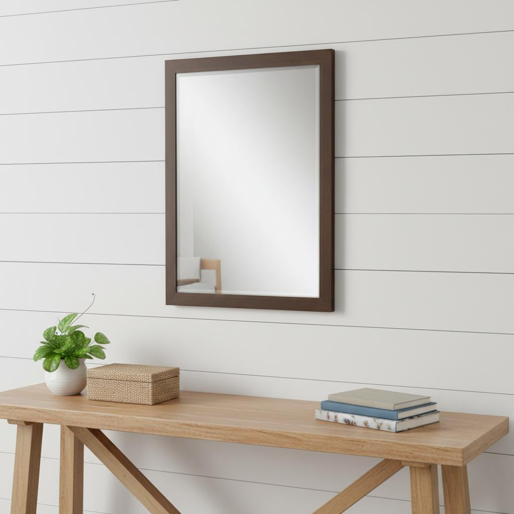 632825 31 in. Dark Brown Framed Accent Mirror