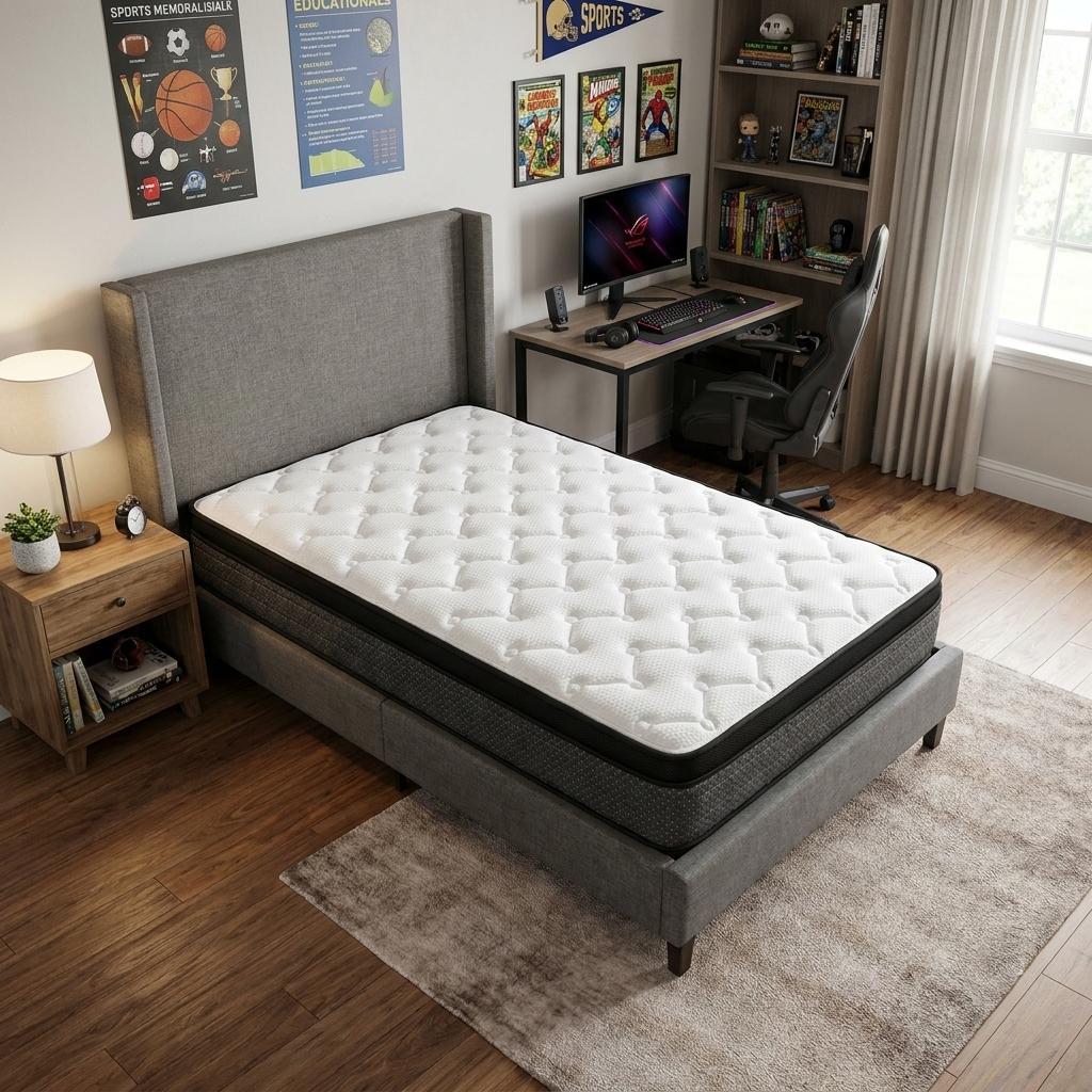 746798 9 in. Twin Size Foam Medium Euro Top Foam Mattress