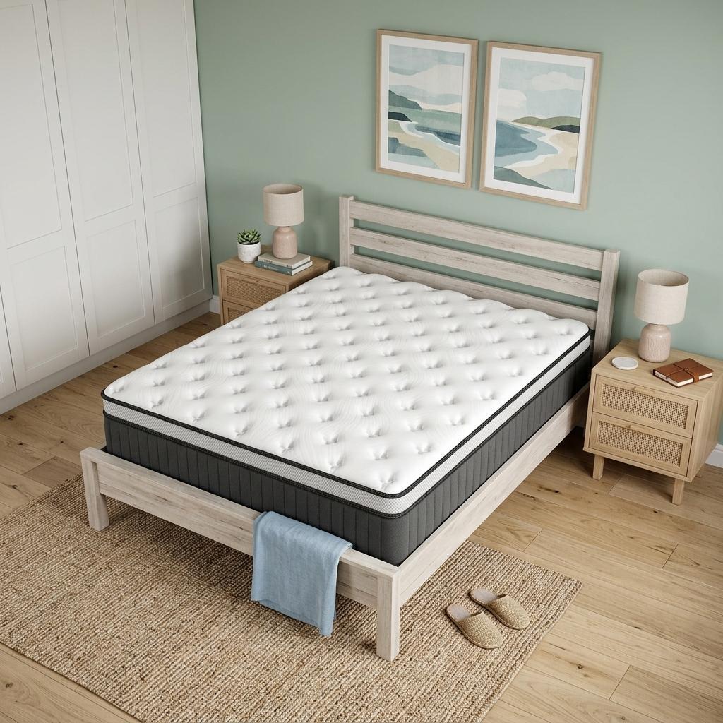 740058 12 in. Queen Size Memory Foam Medium Euro Top Hybrid Mattress