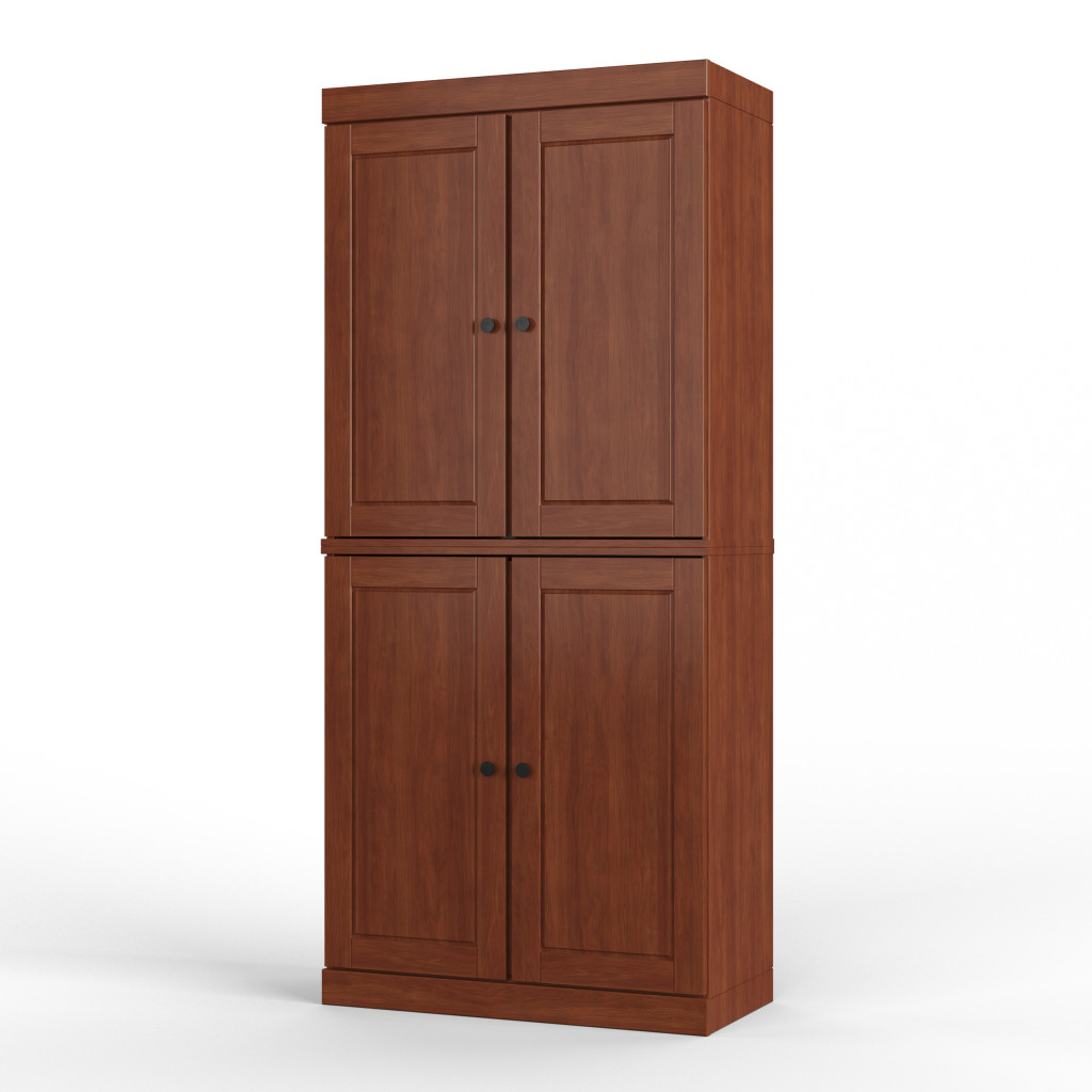 722615 72 in. Coffee Solid Wood Four Door Two Drawer Pantry or Storage Closet