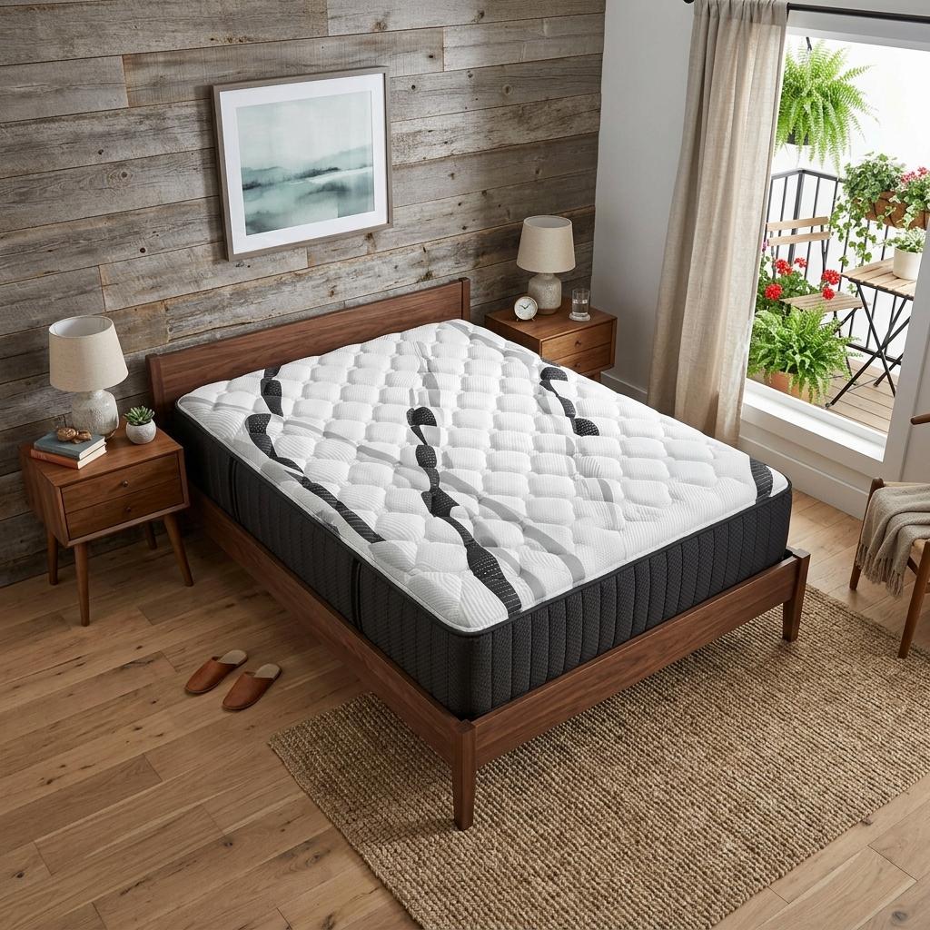 746808 14 in. Graphite & Titanium Infused Split California King Size Gel Memory Foam Firm Hybrid Mattress