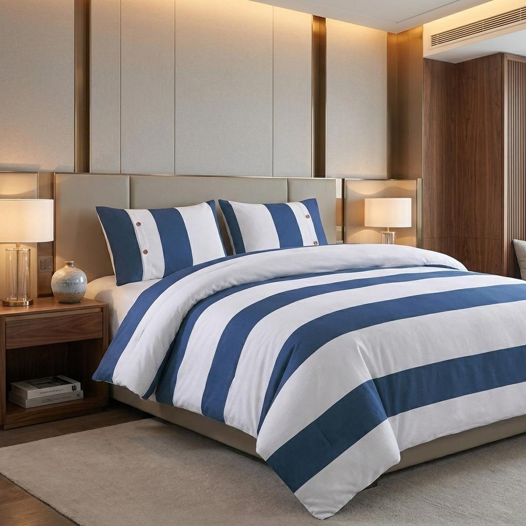 528067 Blue & White King Size Cotton Washable Duvet Cover Set