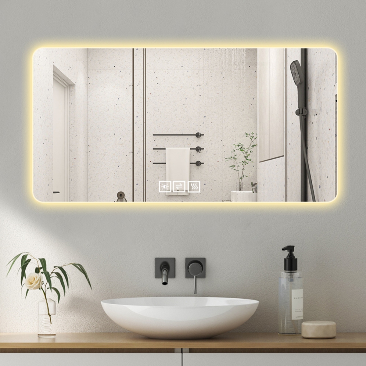 723474 Lighted Frameless Anti Fog Bathroom Vanity Mirror - 24 in.
