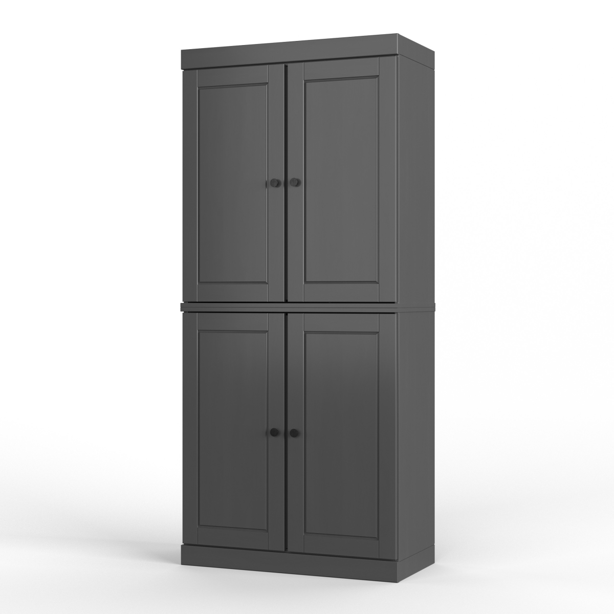 722616 72 in. Gray Solid Wood Four Door Two Drawer Pantry or Storage Closet
