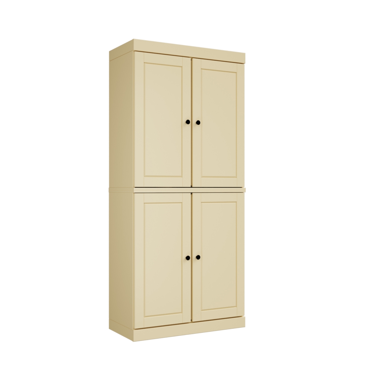 722619 72 in. Yellow Solid Wood Four Door Two Drawer Pantry or Storage Closet