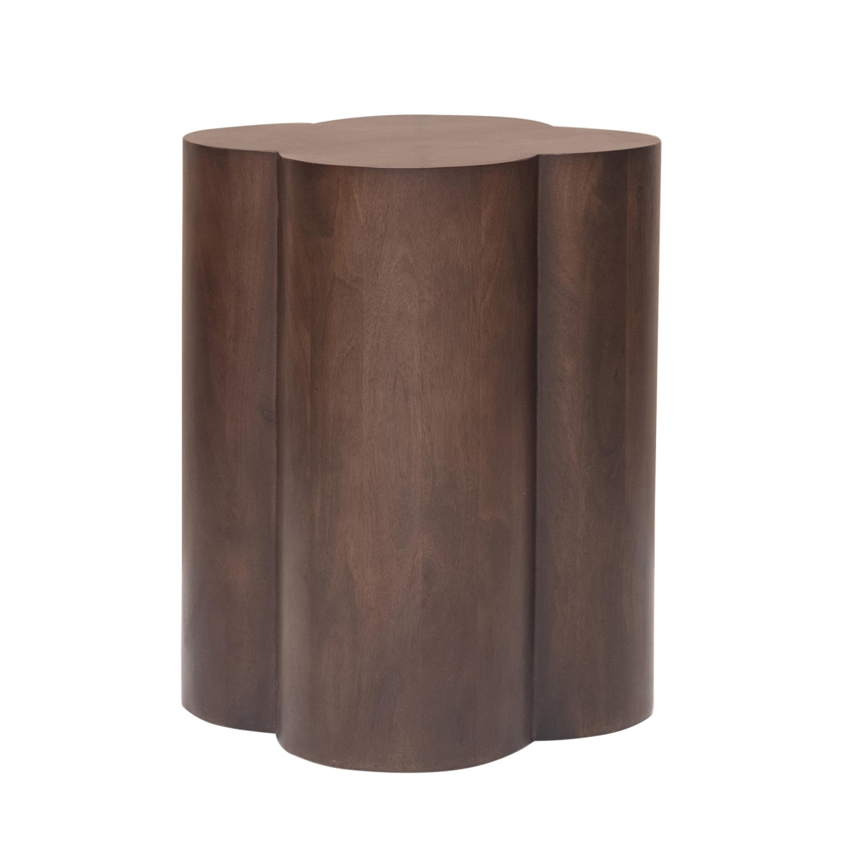 579295 21 in. Brown Solid Wood Quatrefoil Drum End Table