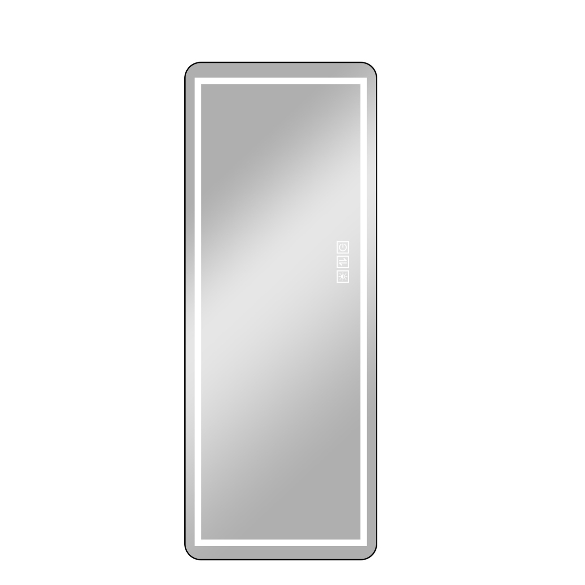 723218 64 in. Black Aluminum Lighted Framed Full Length Mirror