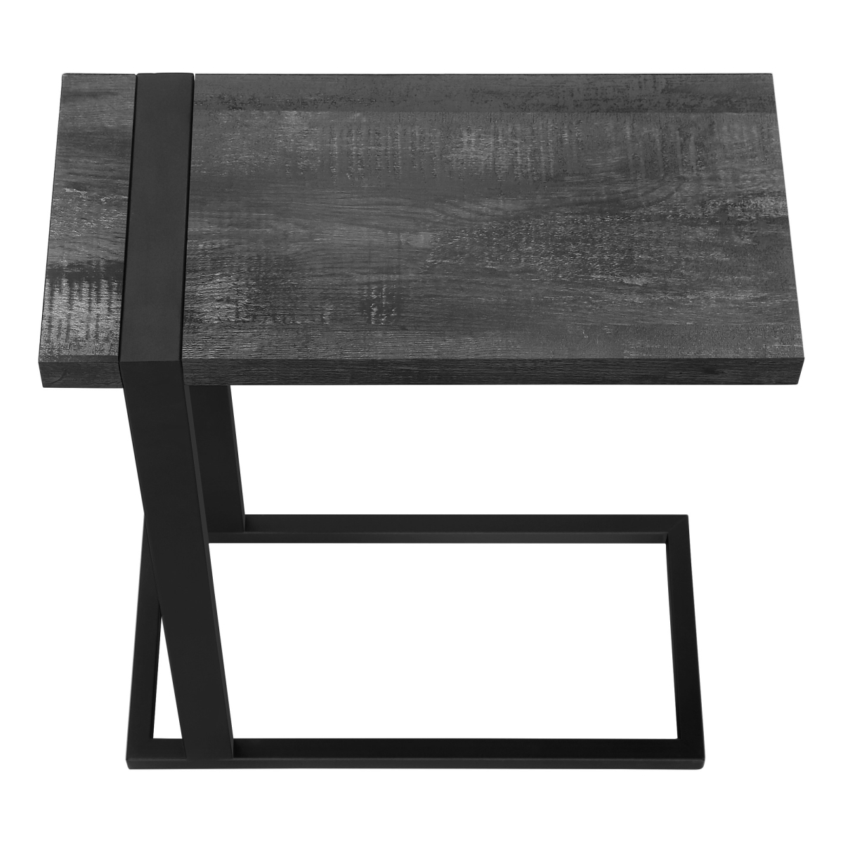 489721 25 in. Black Distressed Wood & Iron End Table