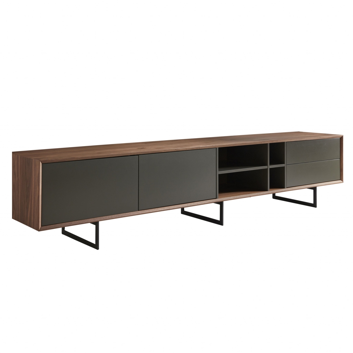 Picture of HomeRoots 370437 Walnut & Dark Gray Media Stand&#44; 94.49 x 16.54 x 19.69 in.