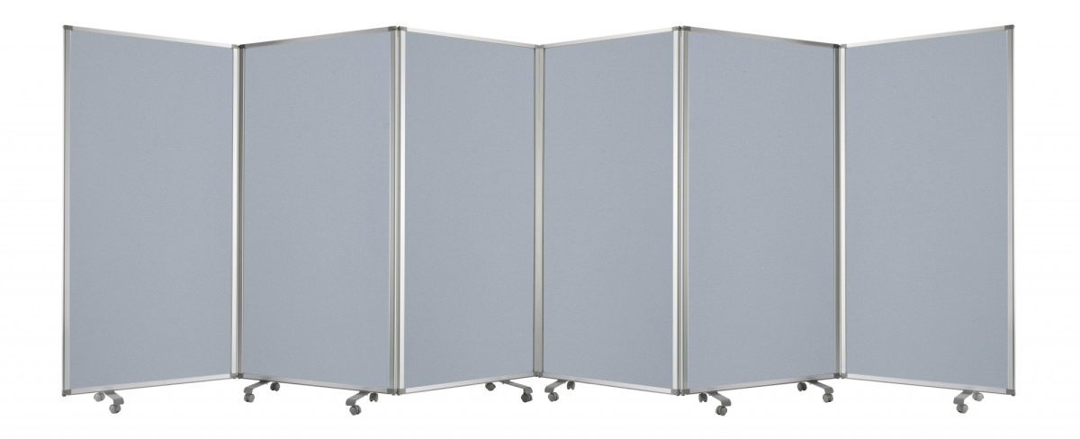Gray Metal 6 Panel Screen, 212 x 1 x 71 in.
