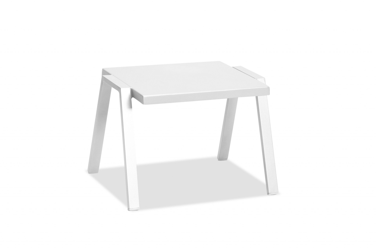 White Aluminum Side Table, 22 x 18 x 16 in.