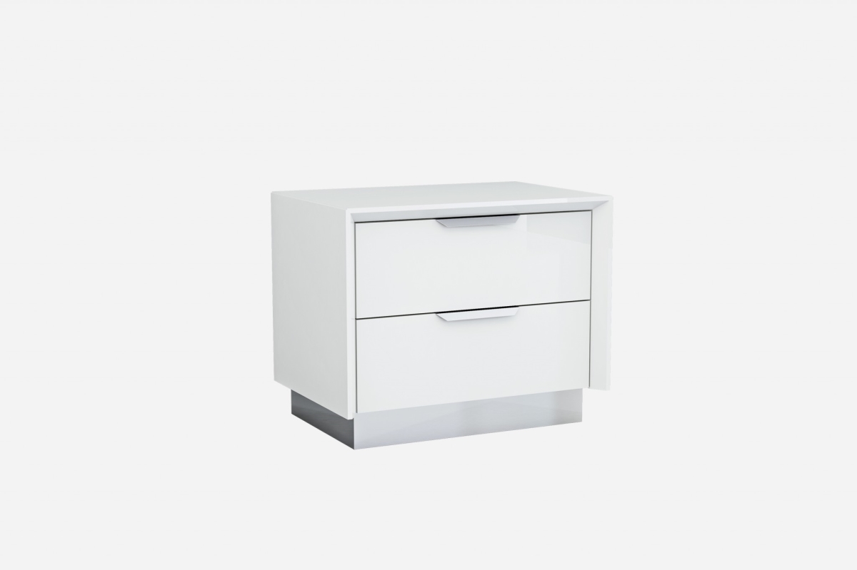 370743 White Stainless Steel Nightstand, 25 x 17 x 21 in -  HomeRoots