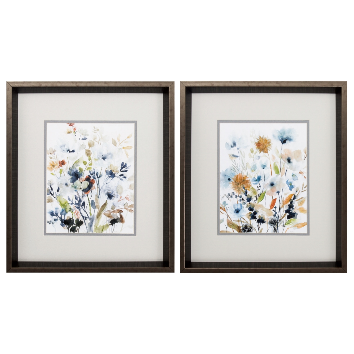 365240 15 x 17 in. Brushed Silver Frame Holland Spring Mix Wall Decor, Set of 2