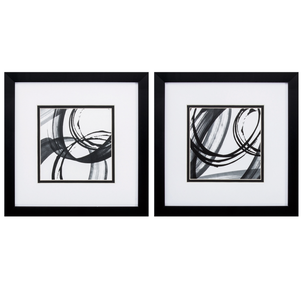 365170 11 x 11 in. Silver Frame Black Rings Wall Decor, Set of 2