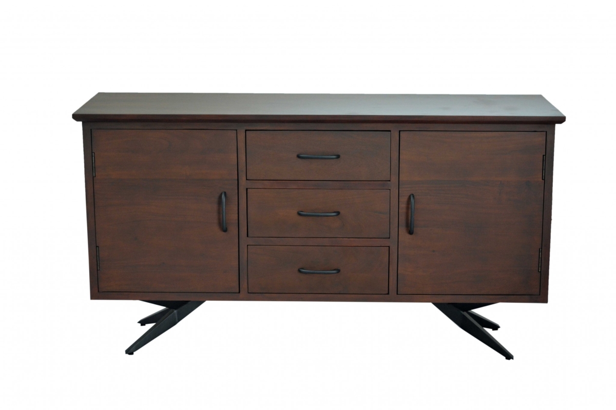 Picture of HomeRoots 373095 Brown & Black Wood&#44; Metal Buffet - 18 x 60 x 32 in.