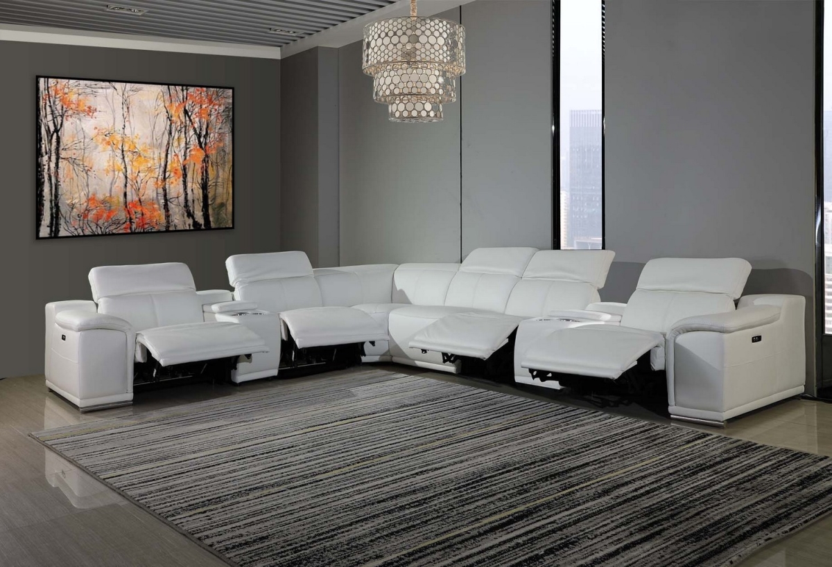 366365 White Power Reclining Sectional with 2-Consoles, 8 Piece - 267 x 320 x 266.4 in.