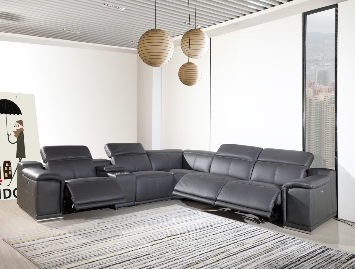 366356 Dark Gray Power Reclining Sectional with 1-Console, 6 Piece - 212 x 240 x 191.2 in.